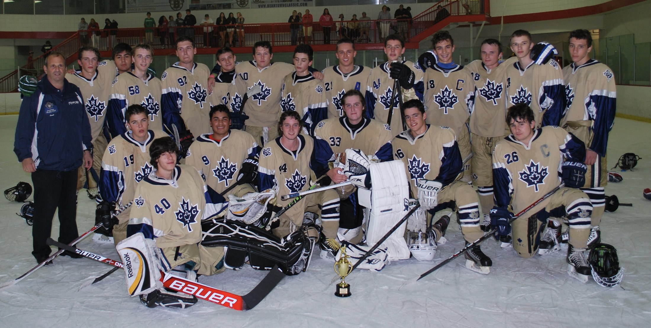 CHC team photo celebrating their 2013 Tier 2 NESC Gold Division championship