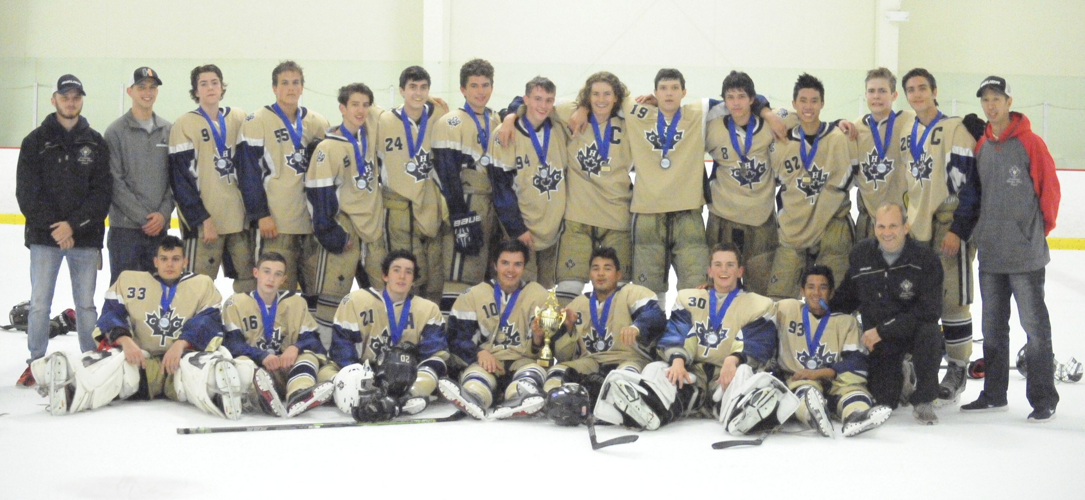 CHC team photo celebrating their 2016 Tier 2 NESC Gold Division championship