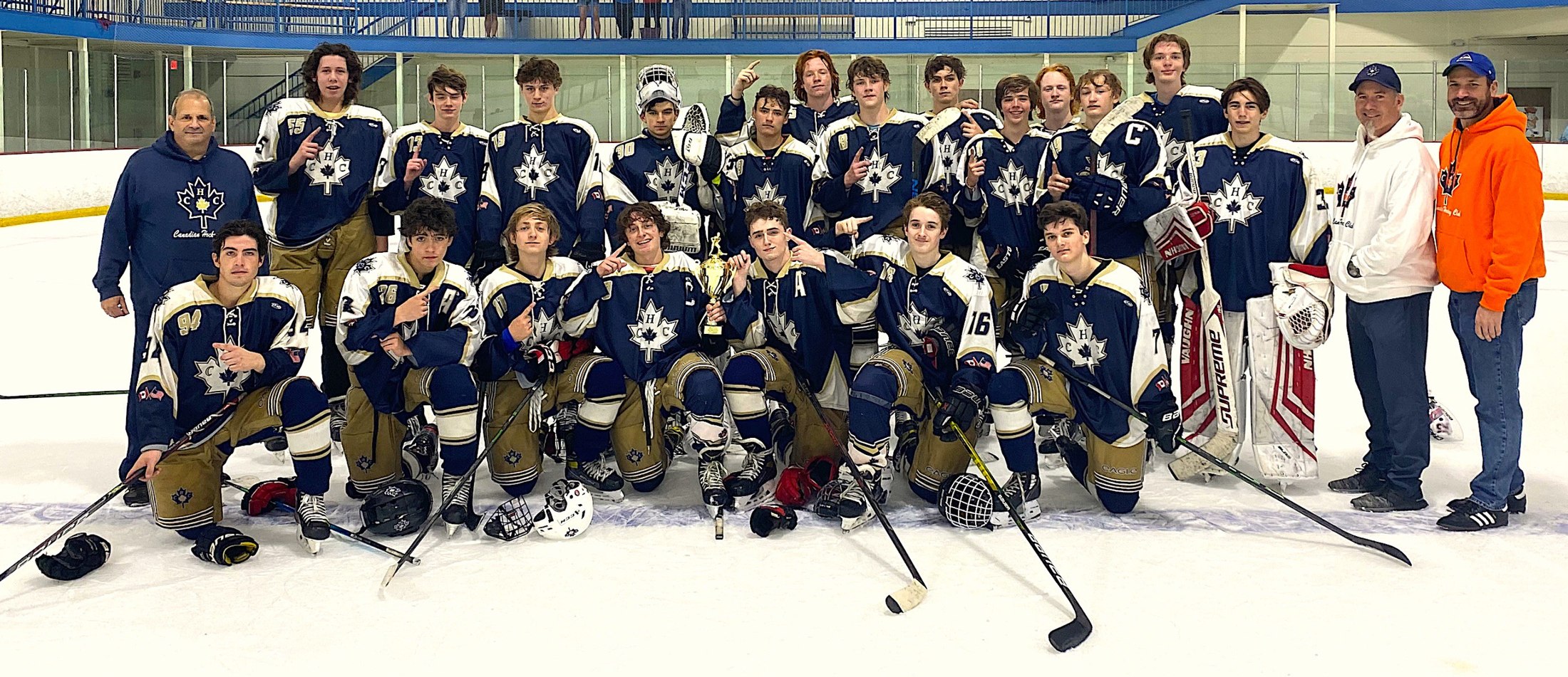 CHC team photo celebrating their 2021 Tier 3 NESC Navy championship
